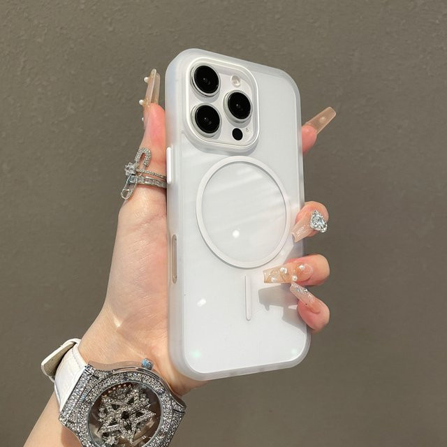 Yiran bag Stoßfeste MagSafe Handyhülle für iPhone 16 15 14 13 12 11 Pro Max Plus, Transparent, Weiß - Bild 1