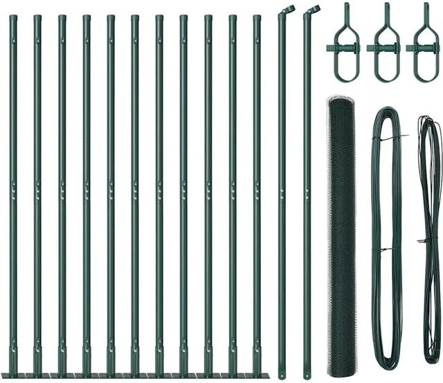 vidaXL Zaun aus Stahl und PVC in Grün, 25 x 1,6 m, 13 mm Maschenweite - Bild 1