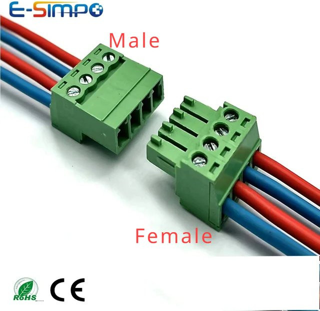 E-SIMPO 10er Set Antennen-Stecker 2EDGRK 15EDGRK 3,5mm Jack Männlich und Weiblich mit 28-16AWG Draht Schraubklemmen in Grün - Bild 1