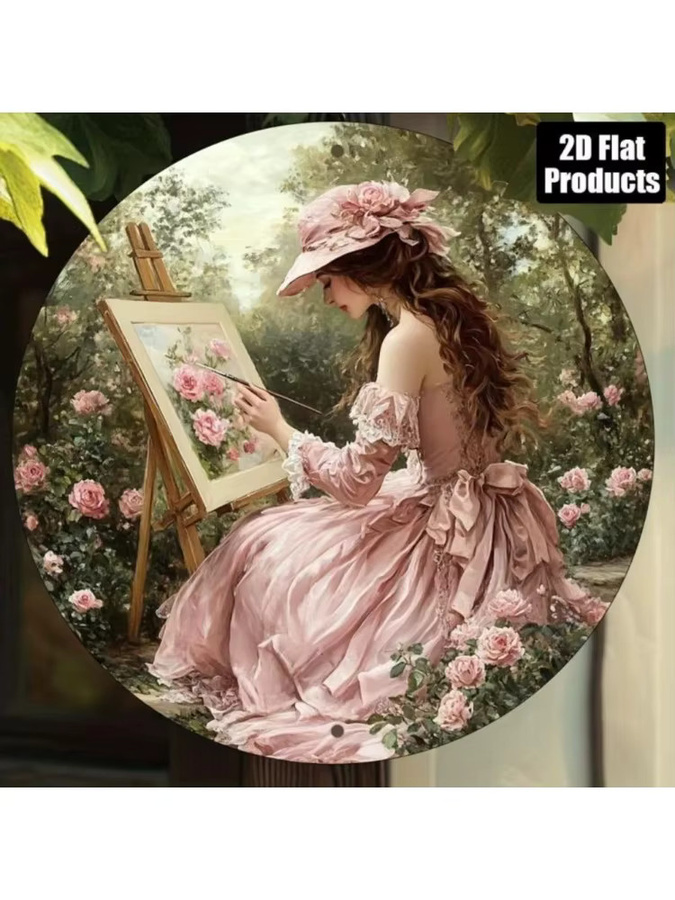 CIFBUY Vintage Viktorianische Metall-Wandkunst Aluminium-Plakette mit floralem Design in Mehrfarbig, Rund - Bild 5