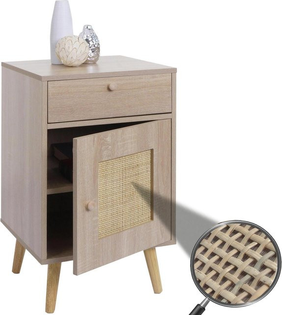MCW Beistelltisch M36 aus Kubu Rattan und Melamin in Braun und Beige, B/T/H: 40 x 40 x 69 cm - Bild 1