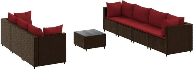 vidaXL 8-tlg Garten-Lounge-Set aus Poly Rattan mit Kissen in Braun - Bild 1