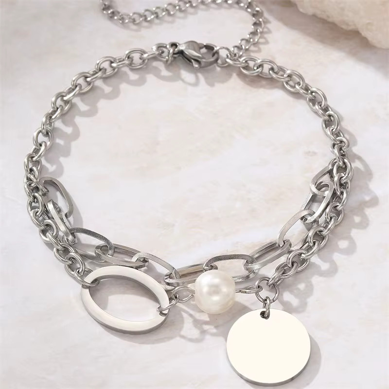 EILIECK Armband, Edelstahl, Silber, Perle, Herz, Damen - Bild 3
