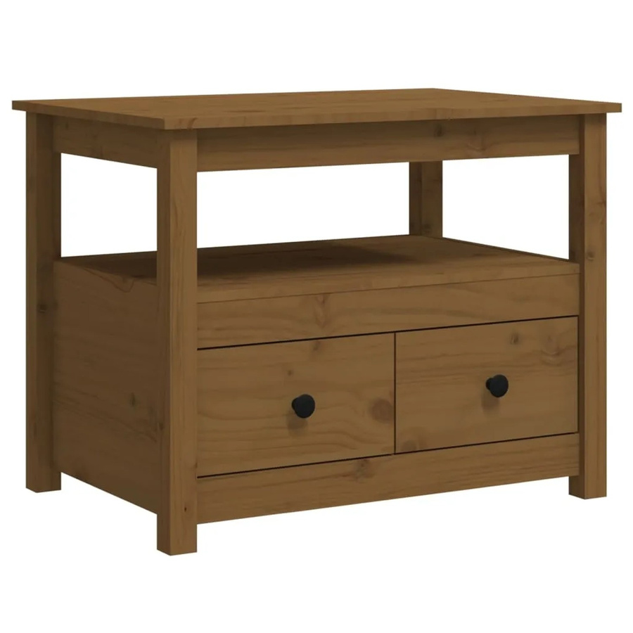 vidaXL Couchtisch aus massivem Kiefernholz in Braun, rustikales Design, B/T/H: 71 x 49 x 55 cm - Bild 2