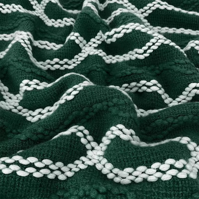 Inyahome Strickdecke in Grün mit Quasten im Boho-Stil für Couch und Bett, B/T: 172 x 127 cm - Bild 4
