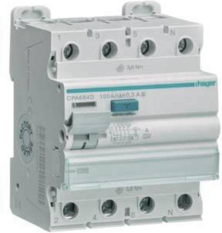 Hager FI-Schutzschalter CPA684D RCD 4polig 100A 0.3A 400V in Blau und Weiß - Bild 1