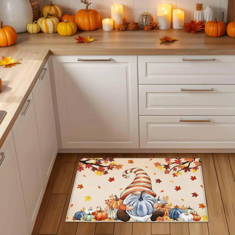 VIKAMA Fußmatte für den Innenbereich mit Thanksgiving-Motiv in Orange, rutschfest und waschbar - Bild 3