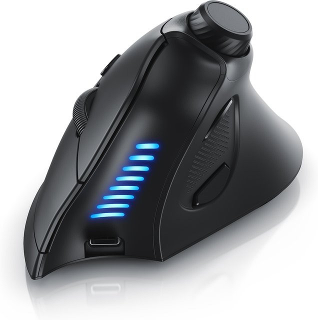 CSL Vertikalmaus kabellos mit Bluetooth und 2,4 GHz, ergonomisches Design gegen Mausarm in Schwarz mit Multimedia-Drehregler und 250 dpi - Bild 1