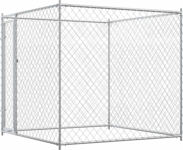 Wetterfester Hundezwinger aus Metall von VD Home Furnishing in Silber, B/T/H: 193 x 193 x 185 cm - Bild 1