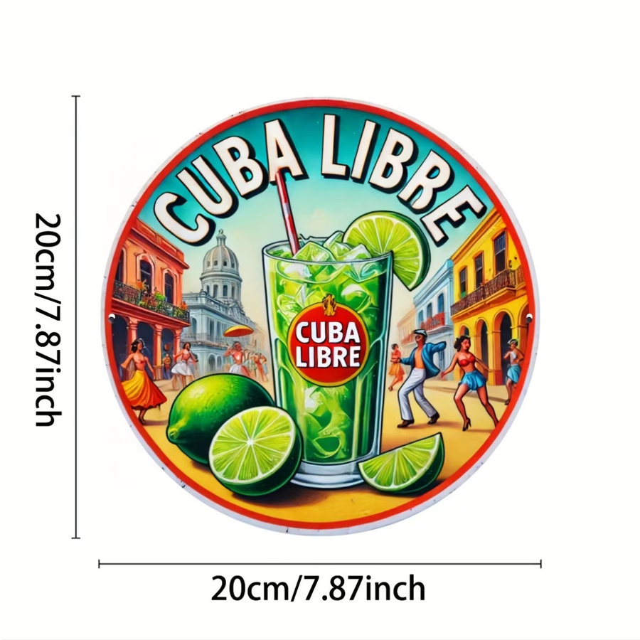 Vintage Cuban Libre Blechschild von Potdemiel, rundes Metall-Wanddekor in Multicolour, Durchmesser: 20 cm - Bild 4