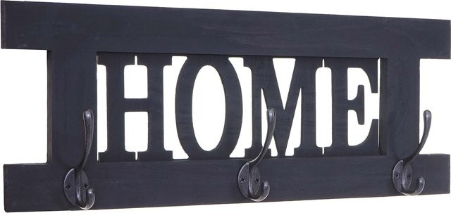 Wandgarderobe MCW C60 Home aus Paulowniaholz im Shabby-Look Vintage, Farbe: Dunkelgrau, B/H: 55 x 21 cm - Bild 1