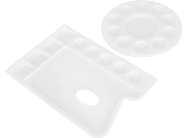 GoolRC Farbpaletten Set aus Kunststoff in Weiß, 2 Stück für DIY Kunstprojekte - Bild 1