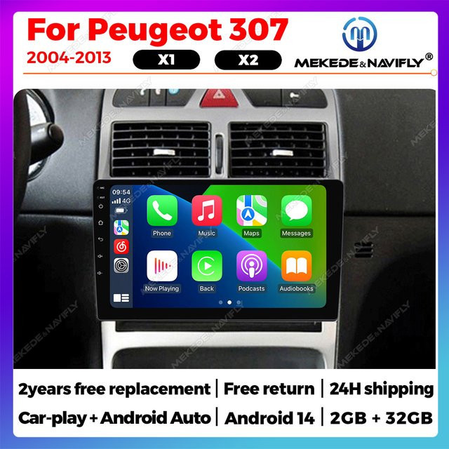 STRONGNAVI Android 14 Autoradio für Peugeot 307 307CC 307SW (2002-2013) mit Wireless CarPlay und Android Auto, Multimedia Player in Schwarz - Bild 1