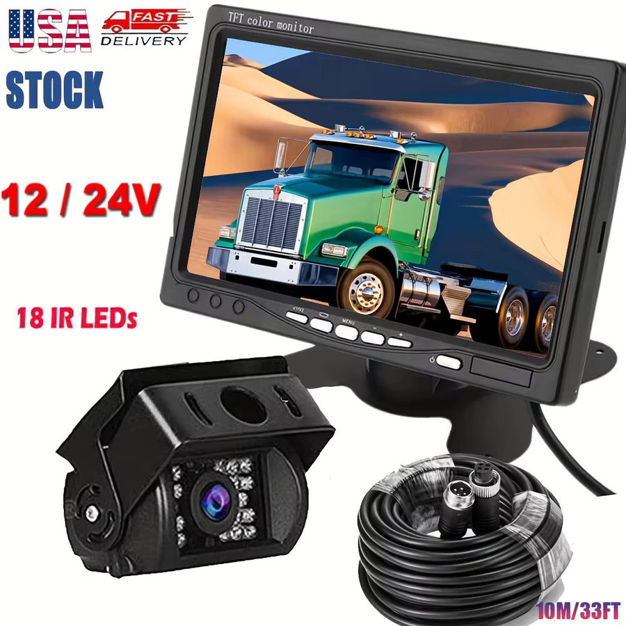 7 Zoll TFT LCD Monitor mit 18 IR LEDs Nachtsicht CCD Rückfahrkamera System für LKW und Wohnmobile, Schwarz - Bild 5