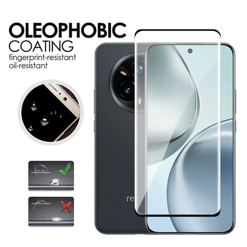 Realme 14 Pro und Realme 14 Pro Plus Schutzfolien Set: Gehärtetes 3D gebogenes Glas für die volle Displayabdeckung und ein Objektivschutzfilm in Transparent - Bild 3