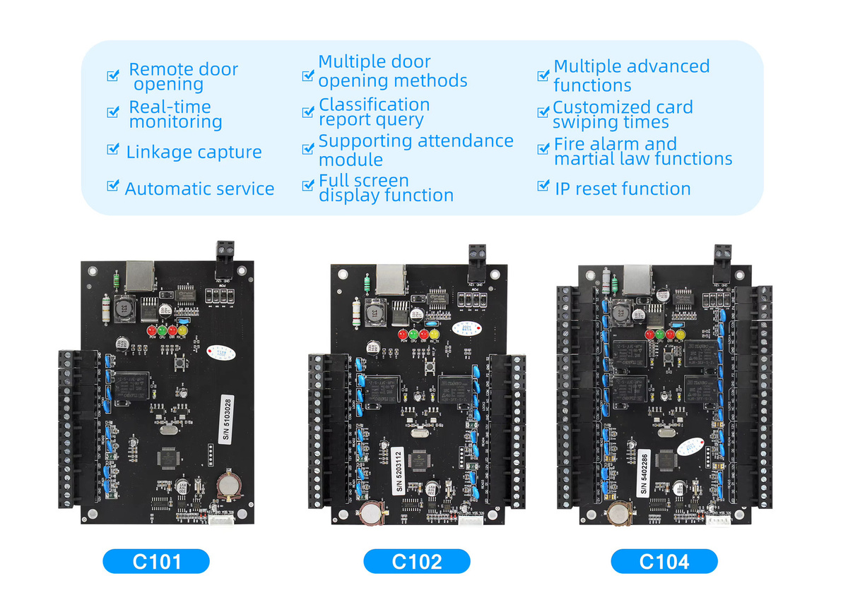 Asia-Teco Netzwerk TCP/IP Wiegand Access Control Board Panel für 1/2/4 Türen in Schwarz mit kostenloser Software und RFID-System (DC12V) - Bild 4