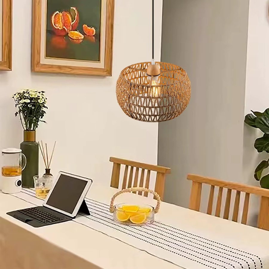 JOYINLED Boho Rattan Pendelleuchte in Braun, LED Deckenlampe mit Korbgeflecht für Esszimmer und Schlafzimmer, Durchmesser: 32 cm - Bild 4