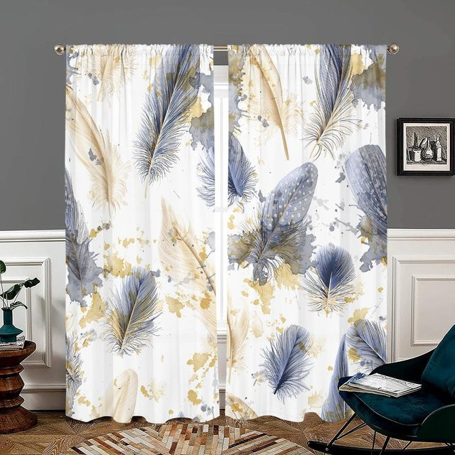 2er-Set halbverdunkelnde Feder-Vorhänge von Household supplies MH in Grau, B: 150 cm, H: 166 cm - Bild 1