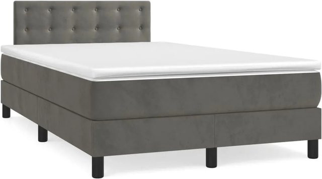 vidaXL Boxspringbett mit Matratze Dunkelgrau Samt B/T/H: 120 x 200 cm - Bild 1