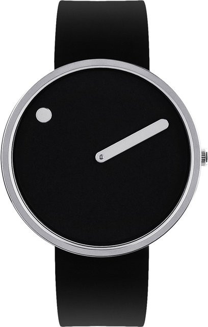 Picto Armbanduhr, Quarz, Edelstahl, Silikon, 40 mm, Schwarz, Unisex - Bild 1