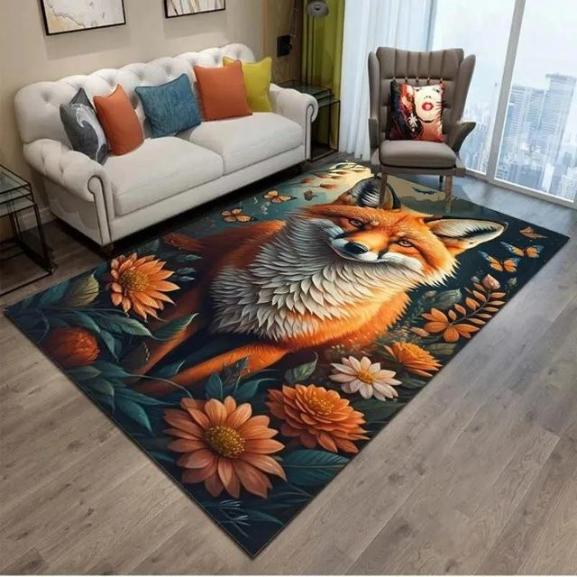 Lodestar Cartoon Fuchs 3D-Effekt Teppich in Multicolour, weiche und rutschfeste Spielmatte aus Polyester für Kinderzimmer und Wohnzimmer, B: 80 cm, L: 120 cm - Bild 1