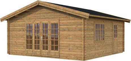 Palmako Irene Blockbohlenhaus aus Fichtenholz in Braun mit Satteldach und Boden B/H/T: 622 x 312 x 596 cm - Bild 3