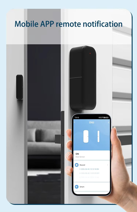 Tuya Zigbee 3.0 Türsensor und Fenstersensor in Schwarz mit APP-Fernsteuerung kompatibel mit SmartLife Alexa und Zigbee2MQTT - Bild 3
