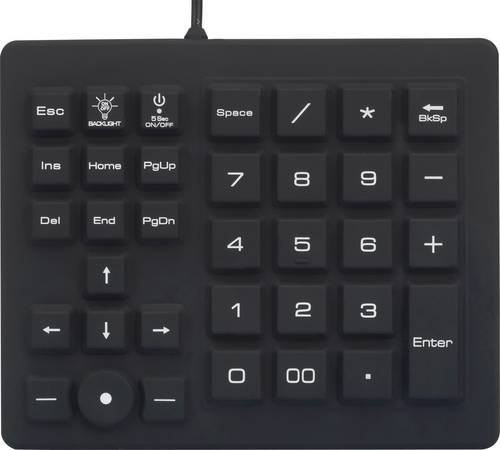 Renkforce USB Nummernblock mit Membrantechnik, spritzwassergeschützt und staubgeschützt, Schwarz - Bild 1