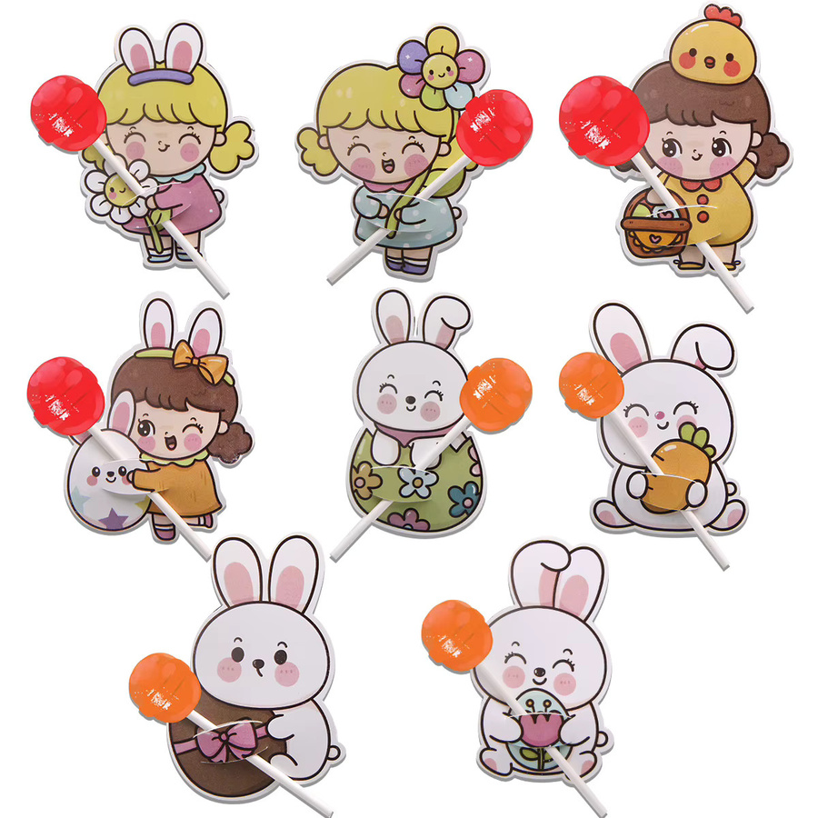 Tissy Ostern Lutscher Karten Set mit Kaninchen Küken und Ei als Süßigkeiten Halter für Kinder Party Verpackungen, 48 Teile, Mehrfarbig - Bild 3