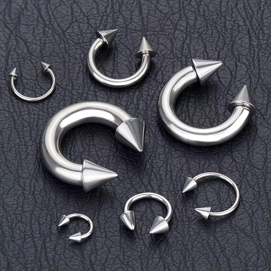 WTX Piercing Ring Hufeisen, Edelstahl, Silber, 18G, 2G - Bild 2
