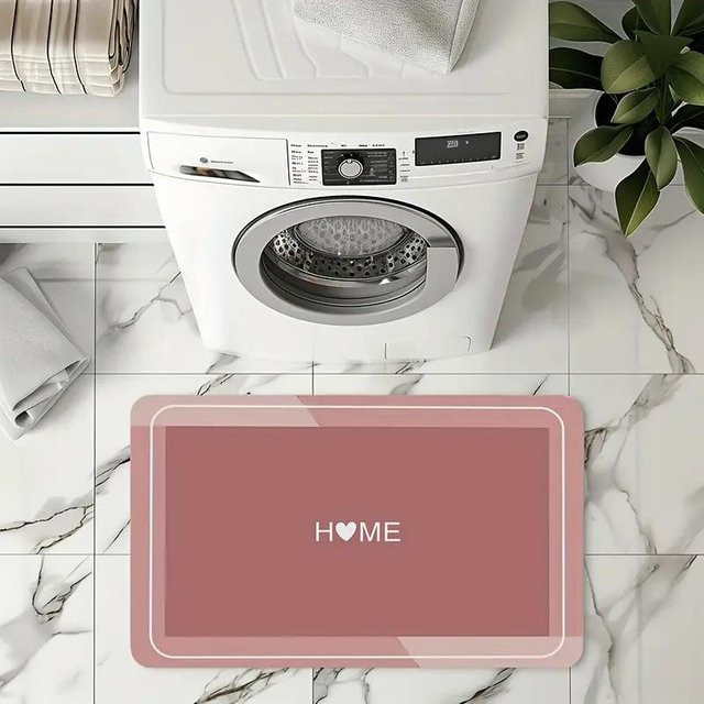 Saugfähige Kieselgurmatte von Yiran Furniture in Pink, rutschfeste Fußmatte aus Polyester für Badezimmer und Küche, B/B: 60 x 90 cm - Bild 1