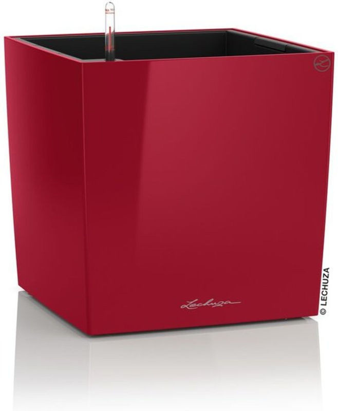 Lechuza Cube Premium 40 Pflanzkübel Komplettset in Scarlet Rot Hochglanz aus Kunststoff - Bild 1