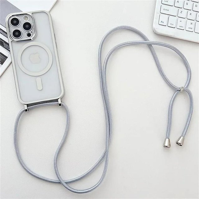 Yiran Bag Transparente Crossbody Lanyard Telefonhülle für iPhone 16 15 14 13 12 Pro Max mit MagSafe Magnet und Halskette Kordel in Transparent - Bild 1