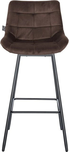 4er Set DELUKE Barhocker VISEN aus Samt in Braun, drehbare Tresenhocker mit Lehne und Steppung, H x B x T: 105 x 49 x 56 cm - Bild 1