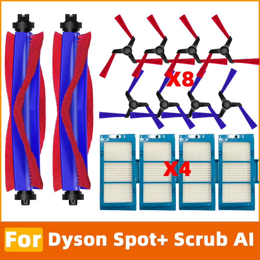 OSSIEAO Ersatzteil-Set für Dyson Spot+Scrub AI RB05 B02C N95R mit Hauptwalzenbürste, Seitenbürste und HEPA-Filter - Bild 4