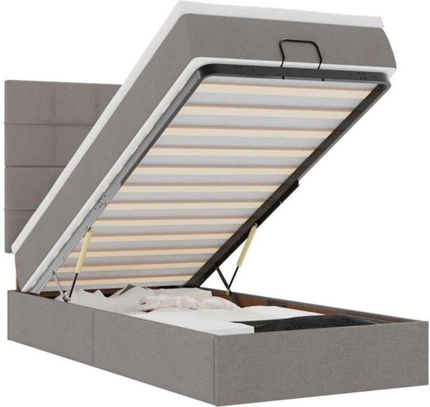 Vidaxl Ottoman Polsterbett mit Matratze und LED in Taupe meliert, B/T/H: 200 x 80 x 203 cm - Bild 1