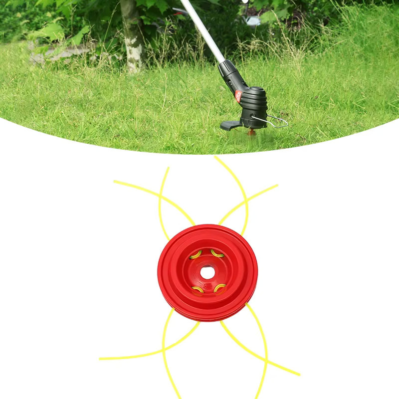 FATCOOL Rasentrimmerkopf aus Aluminiumlegierung in Rot mit vier Kabeln als professionelles Garten-Zubehör für Freischneider - Bild 2