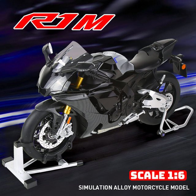 Yamaha YZF-R1 Motorrad Modell 1:6 aus Metall Legierung in Schwarz als Sammlerstück und Deko-Ornament - Bild 1