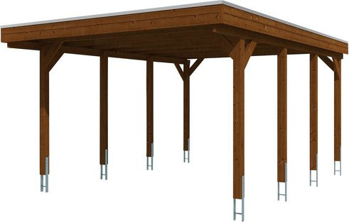 SKANHOLZ Carport Friesland braun farbbehandelt B/T: 397 x 555 cm, Höhe: 241 cm - Bild 1