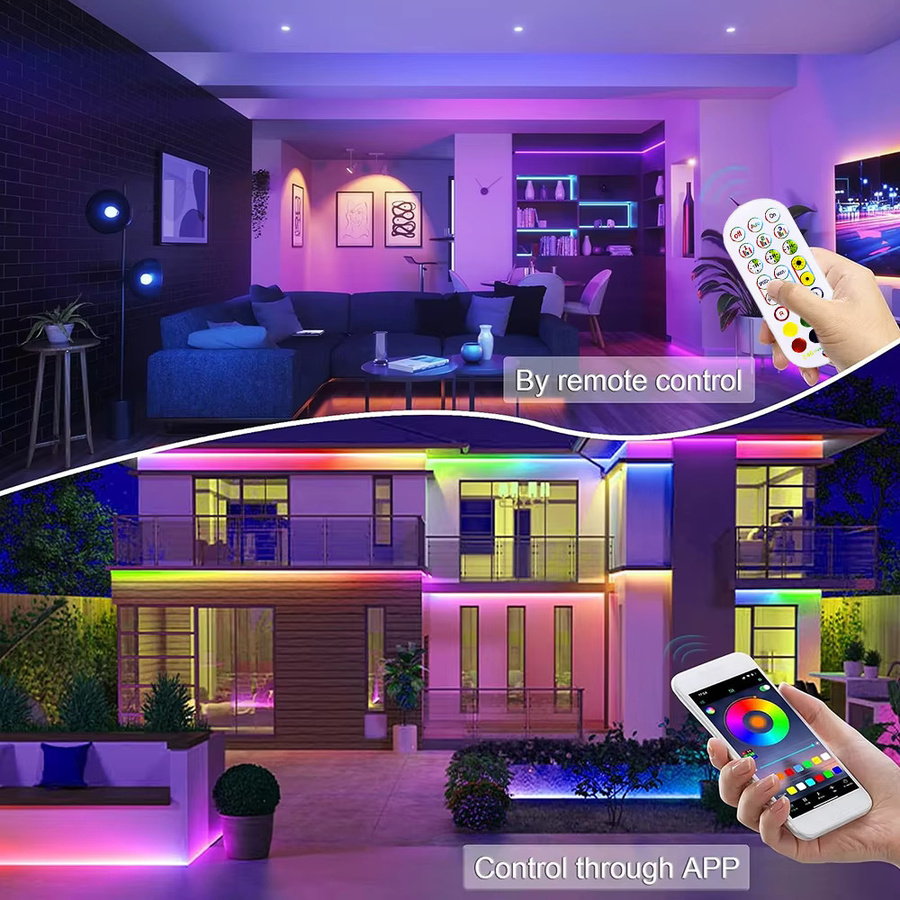 Flexible LED-Neon-Lichterkette RGB mit 108 LEDs/m, wasserdichte IP65 Neon-Flex Silikon-Streifenlampe für den Außenbereich mit App- und Fernbedienung Steuerung, Multicolor - Bild 2