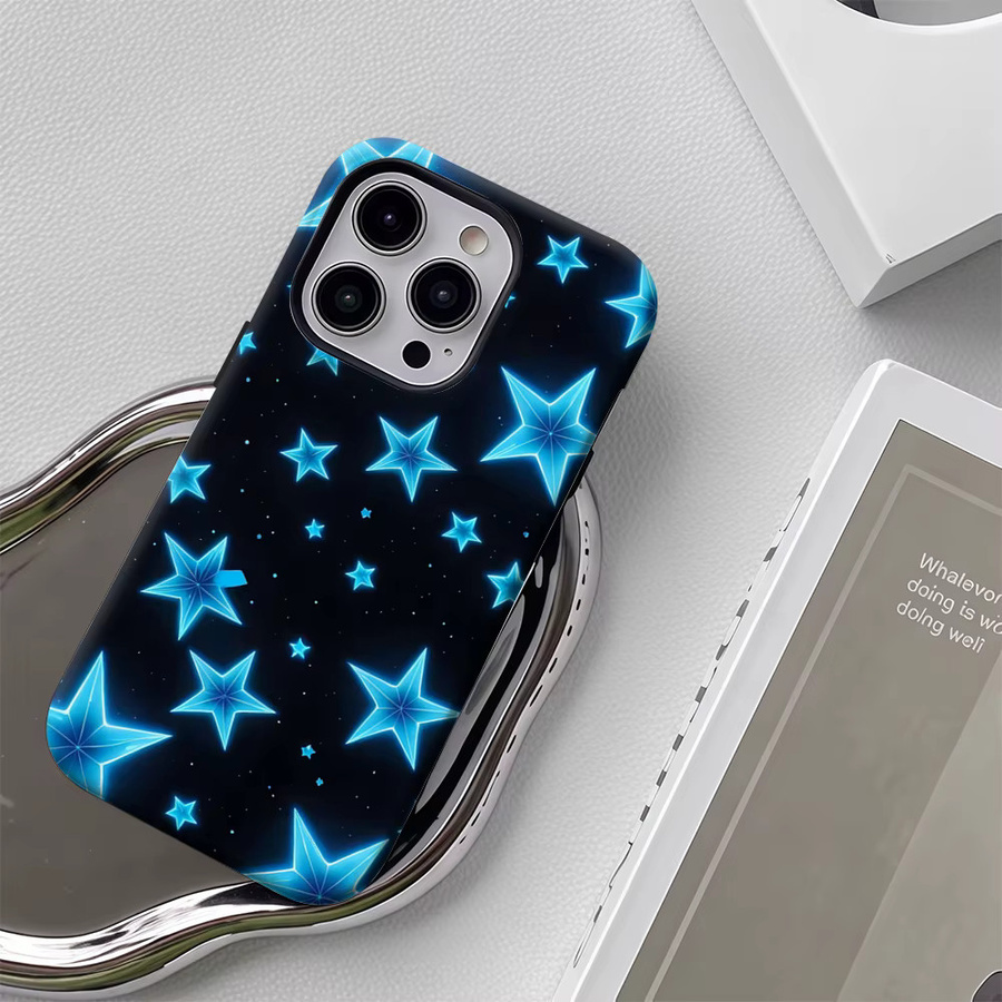 Potdemiel Neonblaue Stern-Handyhülle für iPhone 17 16 15 14 13 Pro Max Plus mit Magnetfunktion und robustem Doppelschicht-Schutz - Bild 6