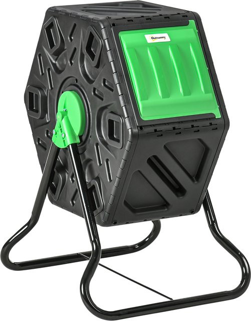 Outsunny Schnellkomposter 65 Liter, drehbarer Thermokomposter aus Kunststoff mit Belüftungssystem und Deckel, Schwarz, B/T/H: 60 x 49 x 77 cm - Bild 1