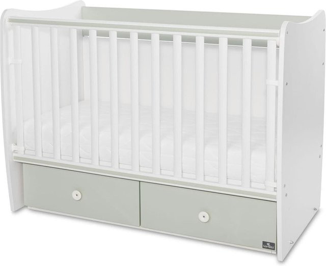 Lorelli Babybett MATRIX NEW Kinderbett mit 2 Schubladen und 2 Liegeebenen, grün, B/T: 120 x 60 cm - Bild 1