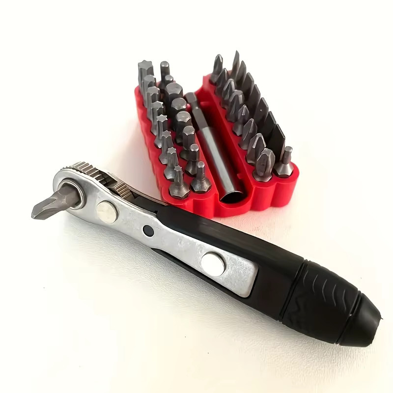 Powerhigh 34-teiliges Mini-Ratschenschlüssel-Set in Silber mit Doppelkopf und geradem oder gebogenem Griff für enge Räume - Bild 3