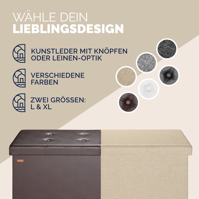 Casaria Sitzbank Braun mit Klappdeckel B/T/H: 115 x 38 x 38 cm - Bild 4