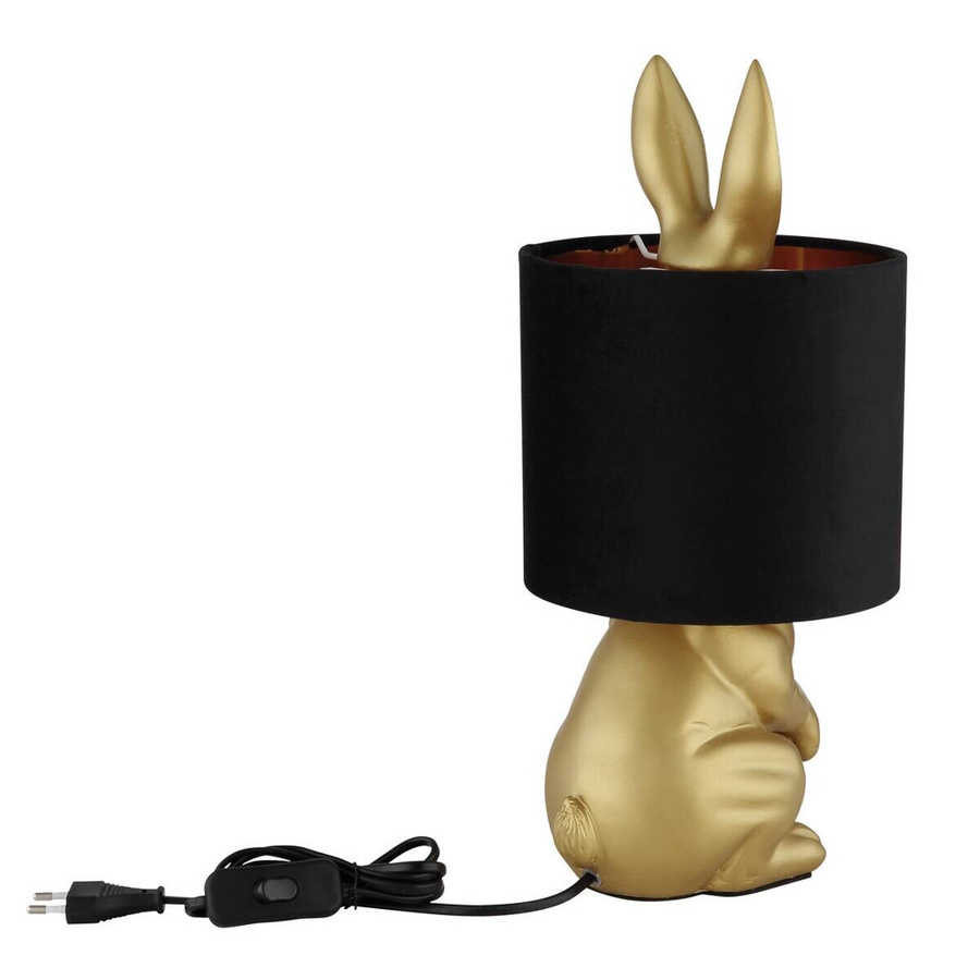 GLOBO Tischleuchte RABBIT in Schwarz und Gold aus Samt und Kunststoff, Höhe: 41 cm, Durchmesser: 18 cm, E27 - Bild 2