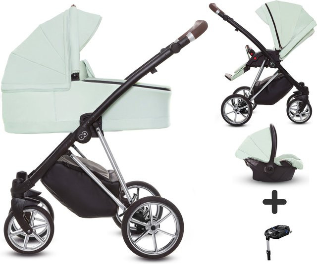 TPFLiving 4in1 Kinderwagen Ultra Stoff in Mint mit Chromgestell - Bild 1