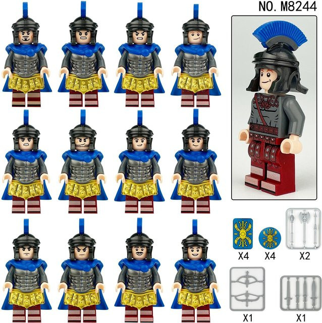 Fun Building Blocks Mittelalter Römischer Legionär Soldat Figur, 12-teiliges Set, ab 6 Jahren - Bild 1