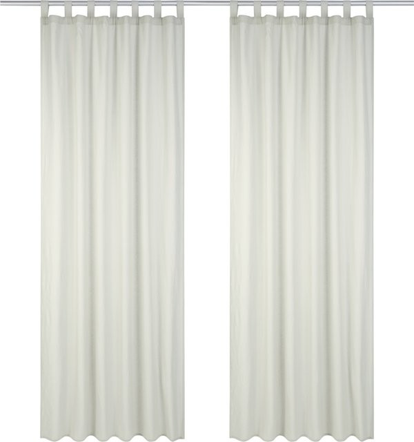 LIVARNO HOME Vorhang Set aus 2 Stück, Beige, halbtransparent, Baumwolle und Leinen, B/H: 135 x 240 cm - Bild 1