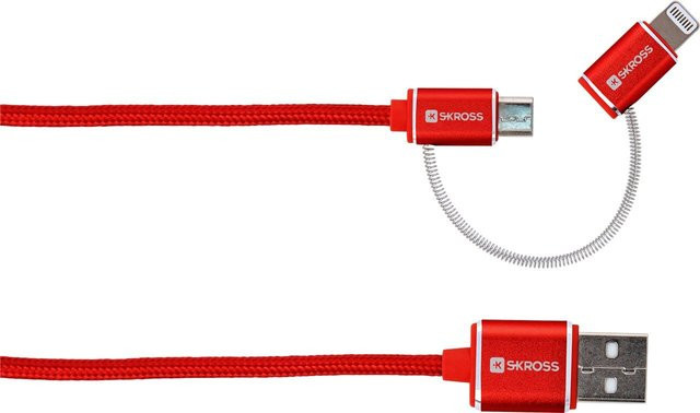 SKROSS Charge'n Sync 2in1 Micro USB und Lightning Connector in Rot - Bild 1